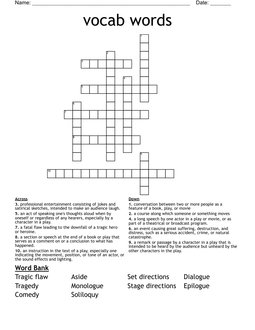 vocab words  Crossword