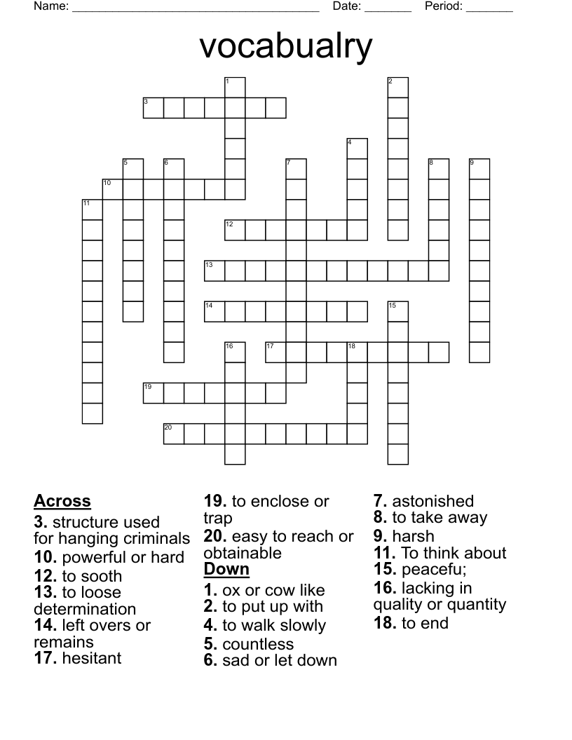 vocabualry Crossword