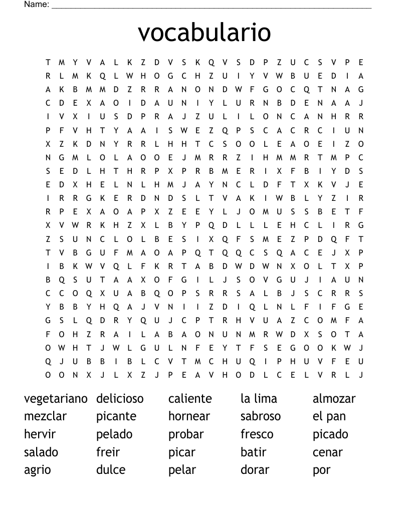 vocabulario Word Search