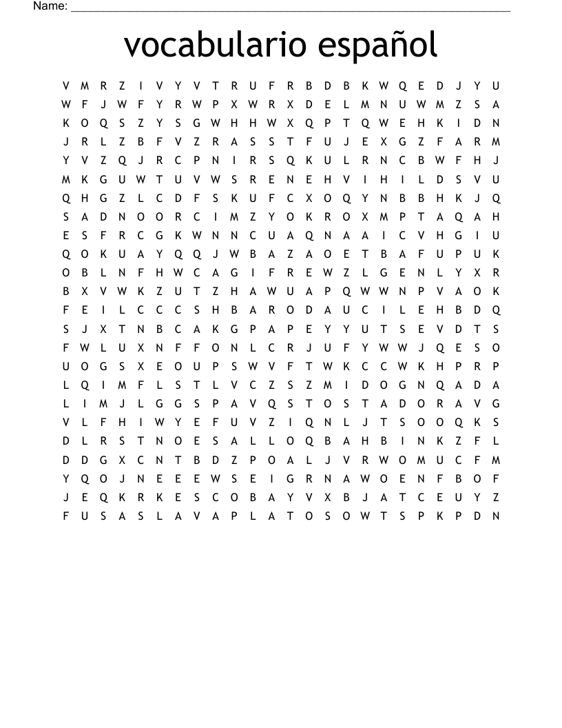 vocabulario español Word Search