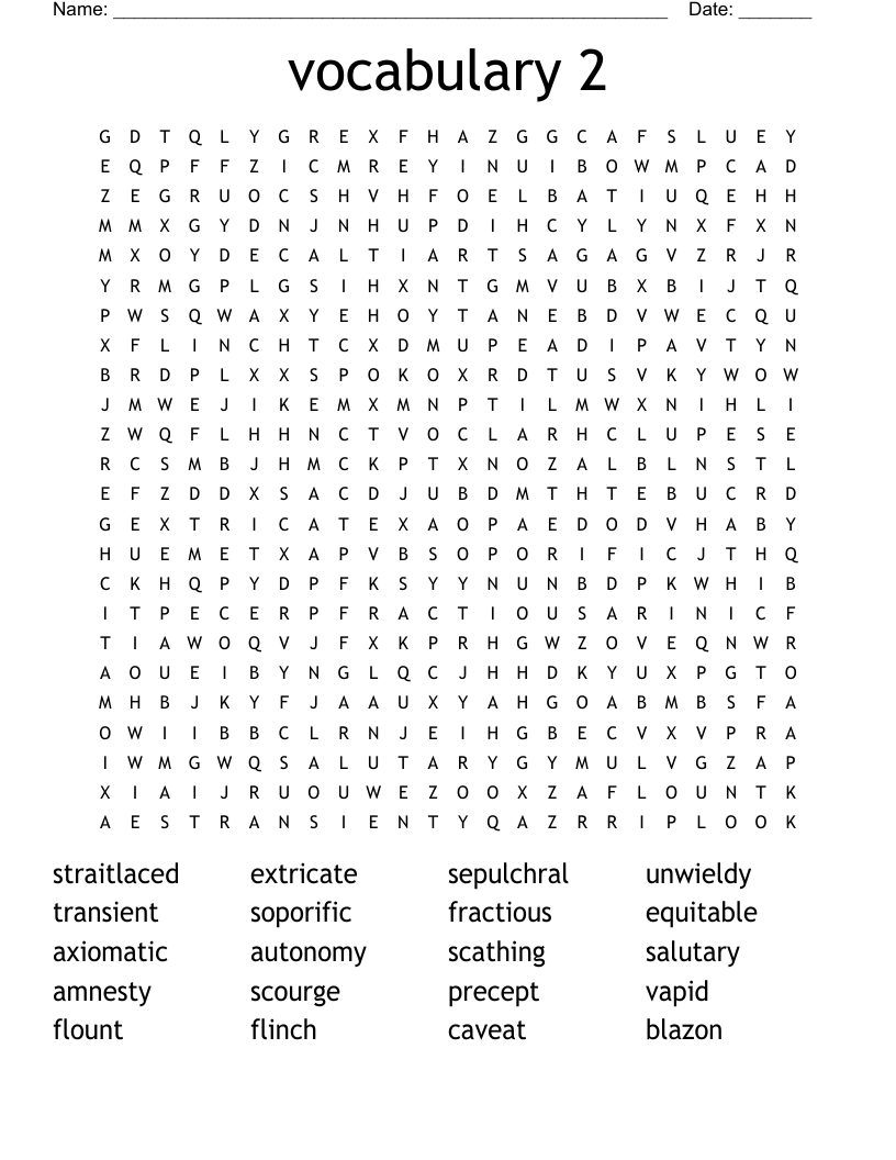 vocabulary 2 Word Search
