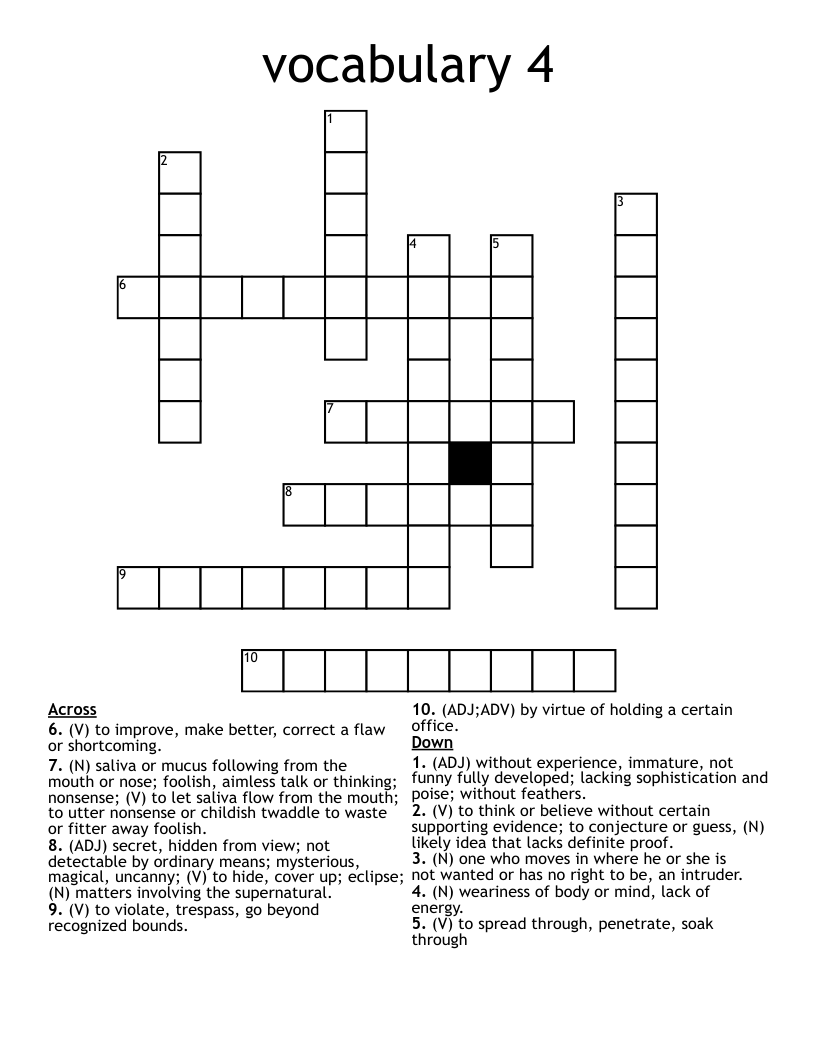 vocabulary 4  Crossword