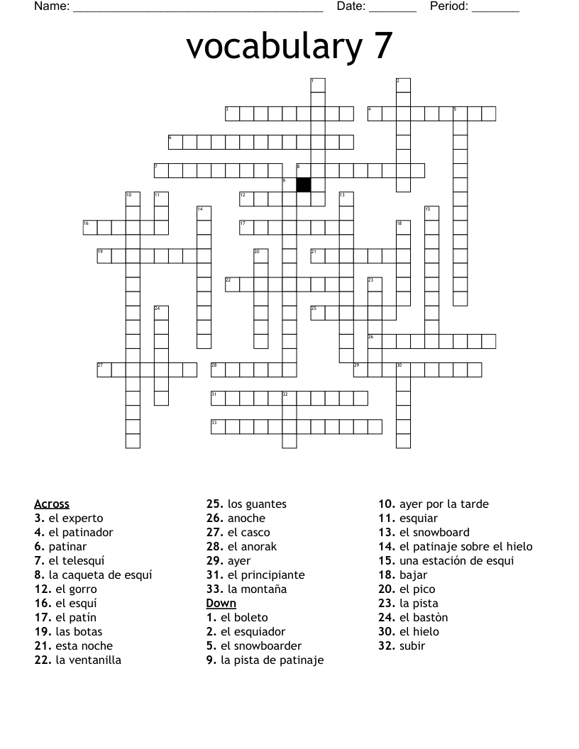 vocabulary 7 Crossword