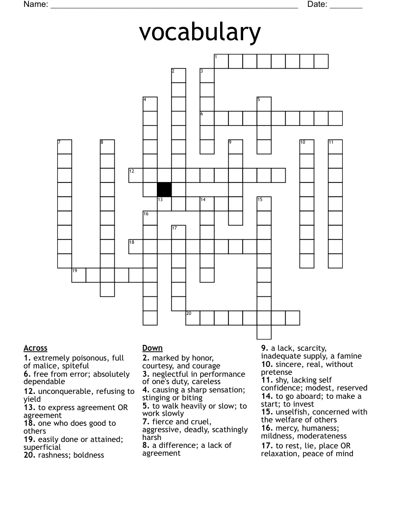vocabulary  Crossword