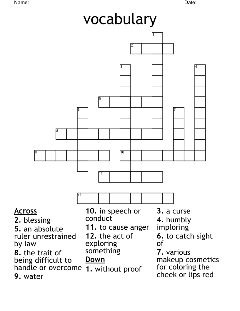 vocabulary  Crossword