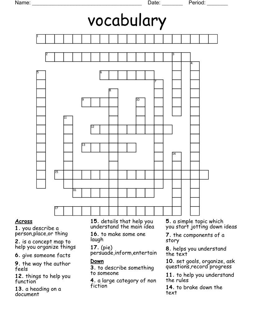 vocabulary  Crossword