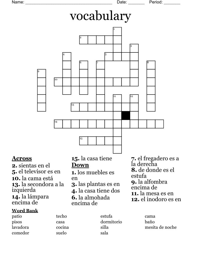 vocabulary  Crossword
