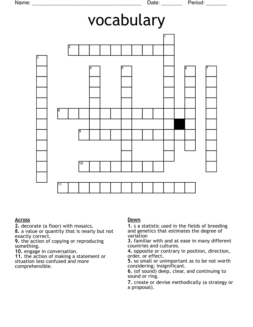 vocabulary  Crossword