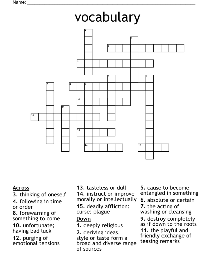 vocabulary  Crossword
