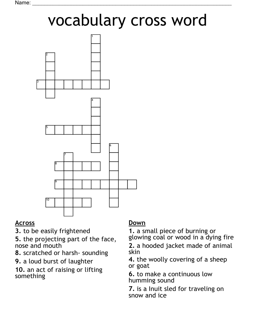 vocabulary cross word