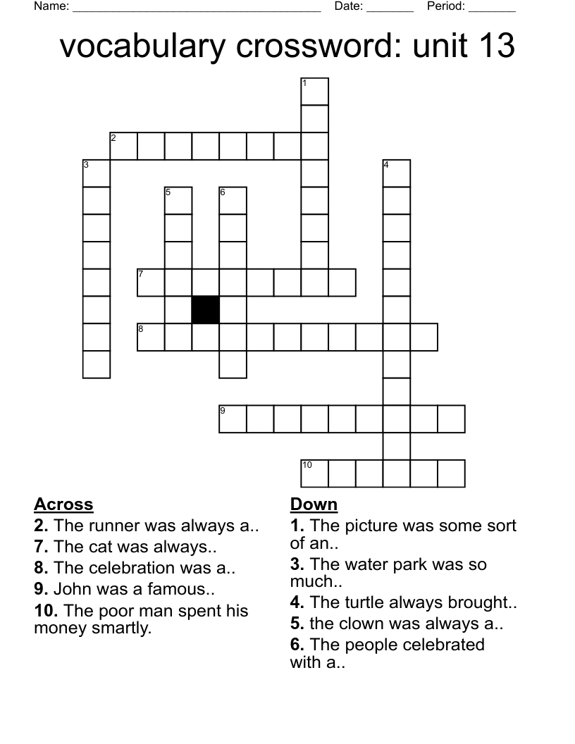 vocabulary crossword: unit 13