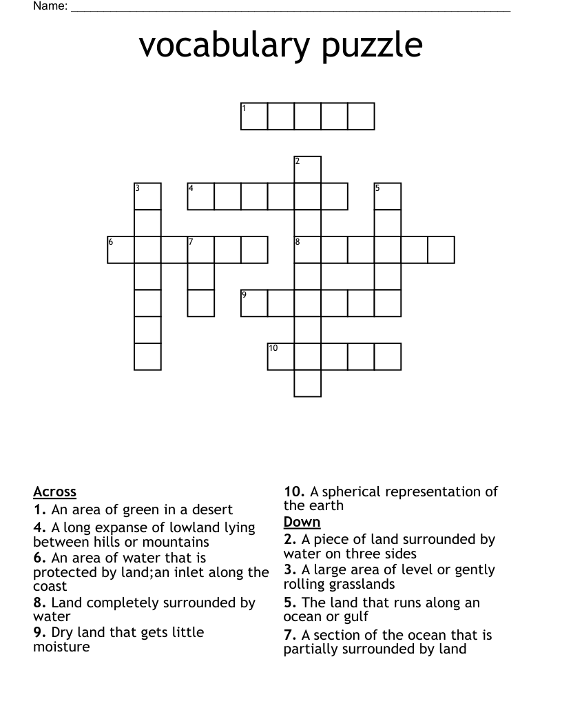 vocabulary puzzle Crossword