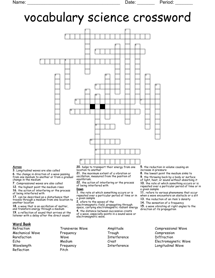 vocabulary science crossword 