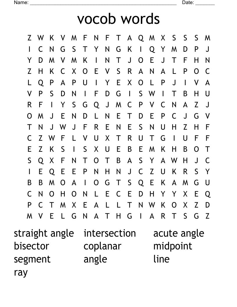 vocob words Word Search