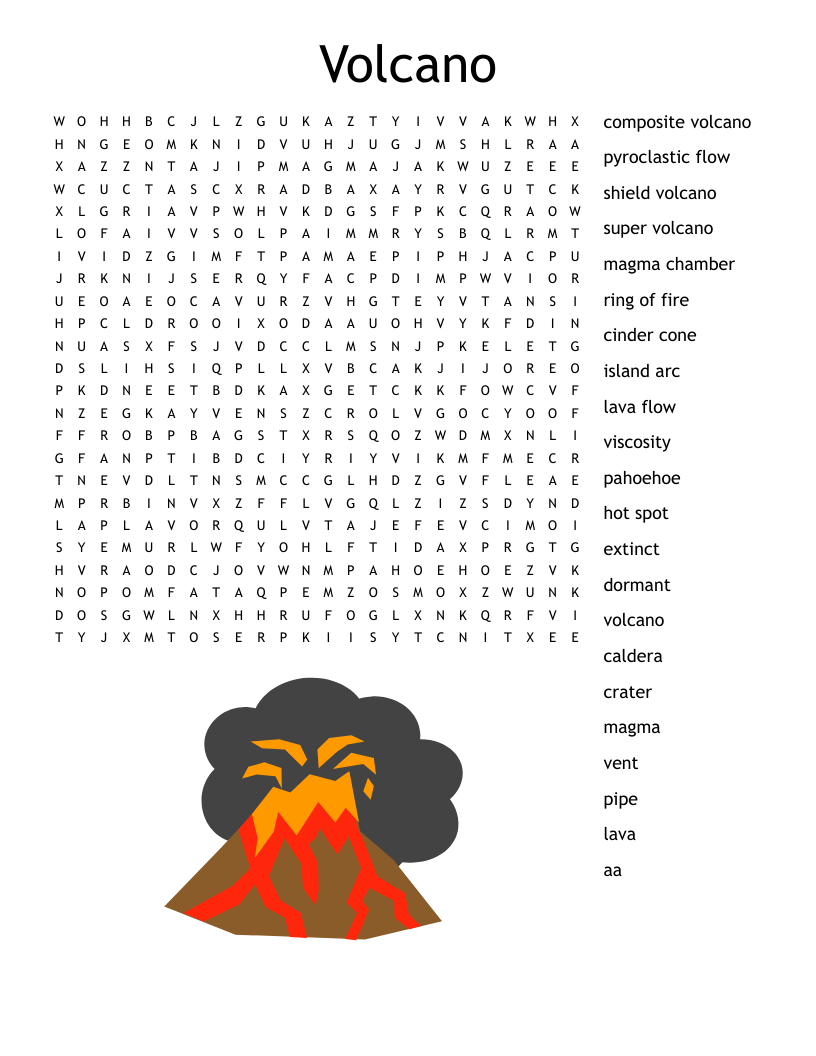 Volcano Word Search