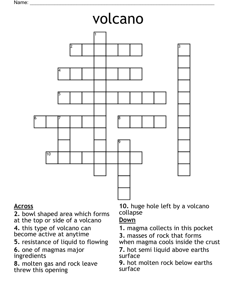 volcano Crossword