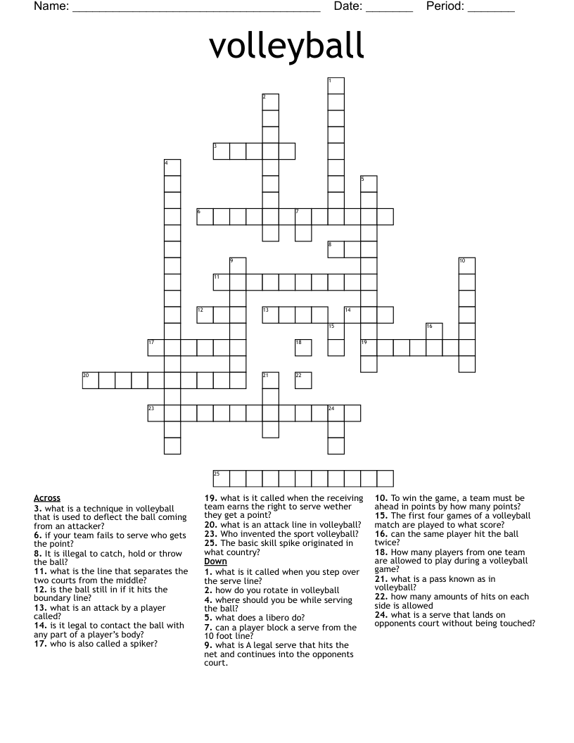 volleyball Crossword