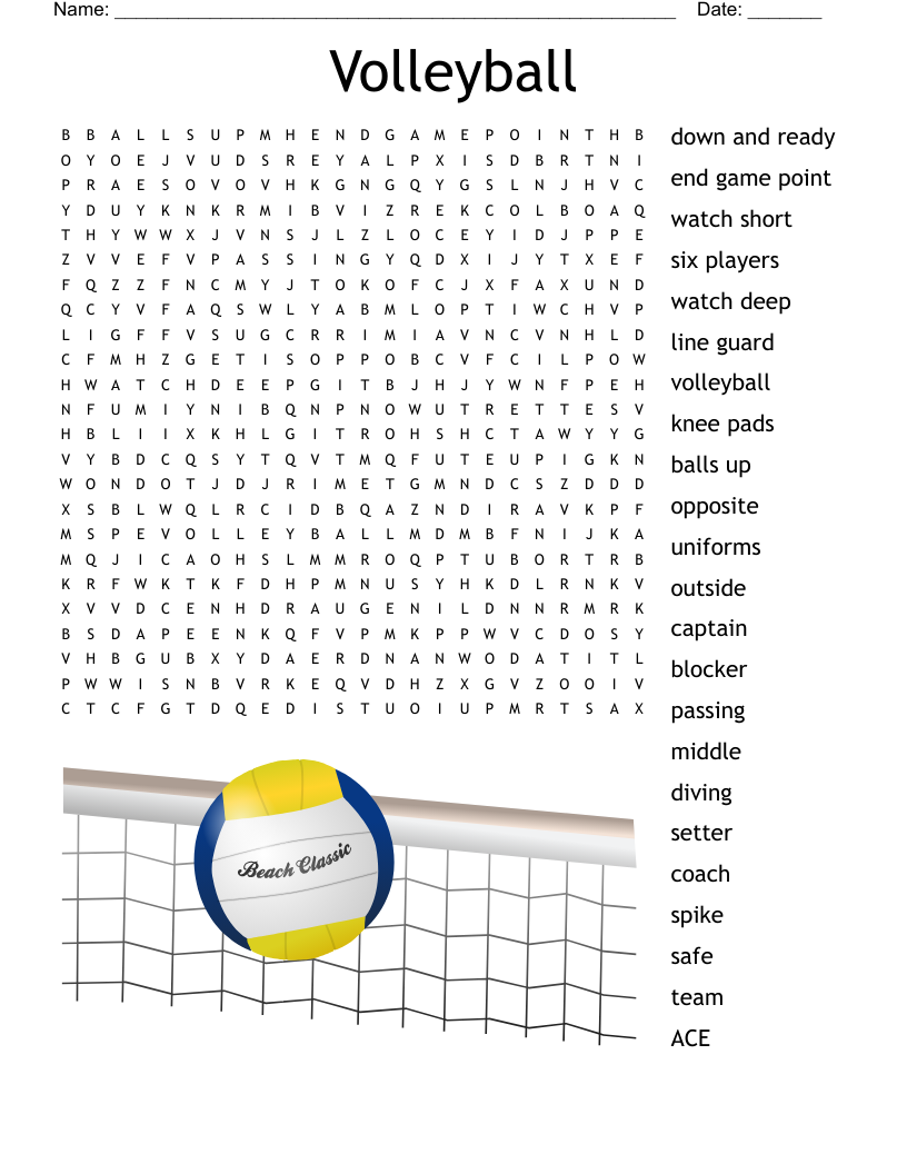 Volleyball Word Search