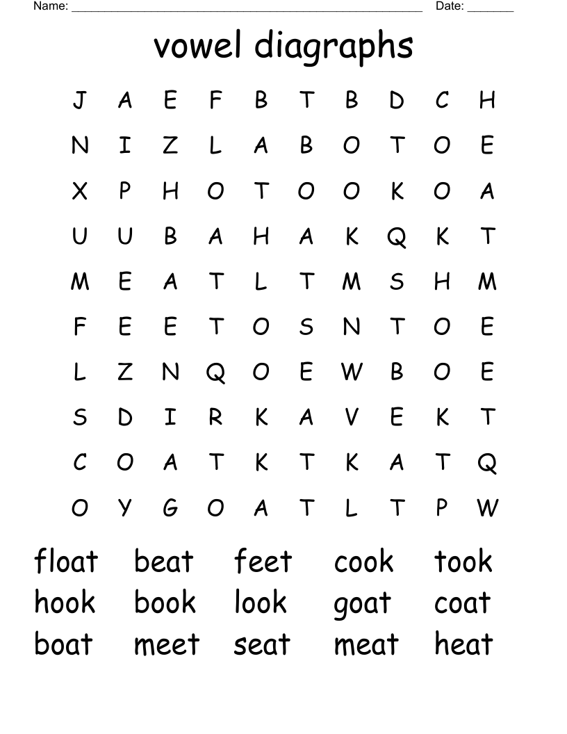 vowel diagraphs Word Search