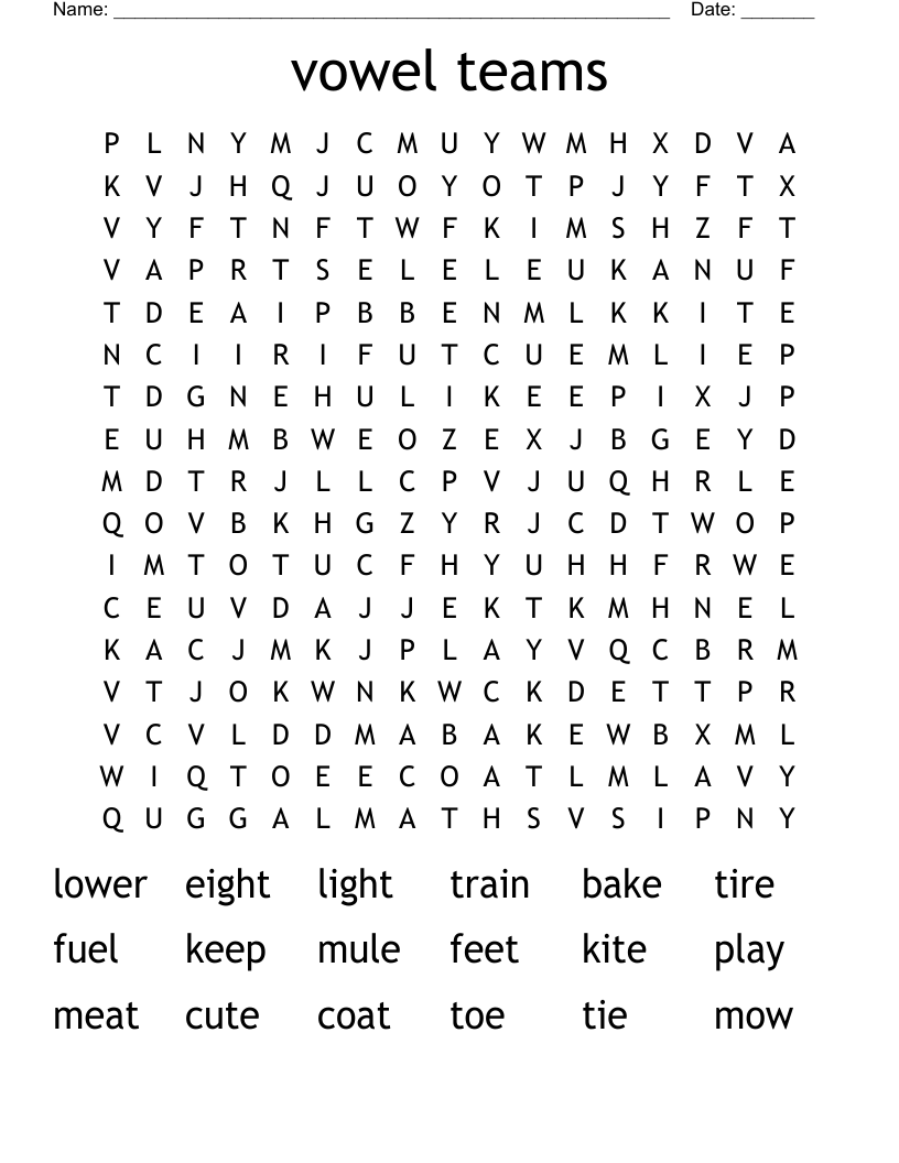 vowel teams Word Search