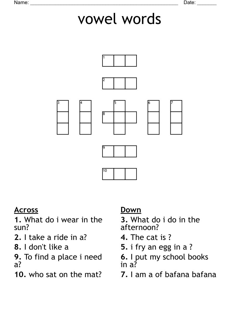 vowel words Crossword
