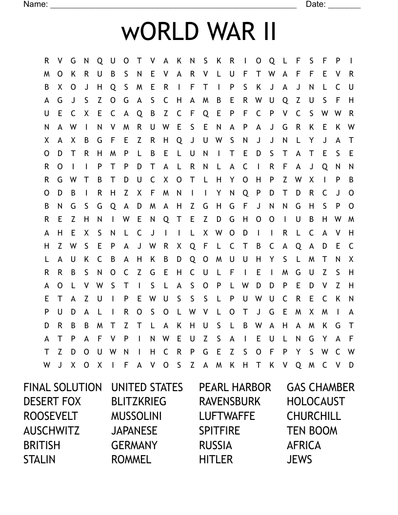 wORLD WAR II Word Search