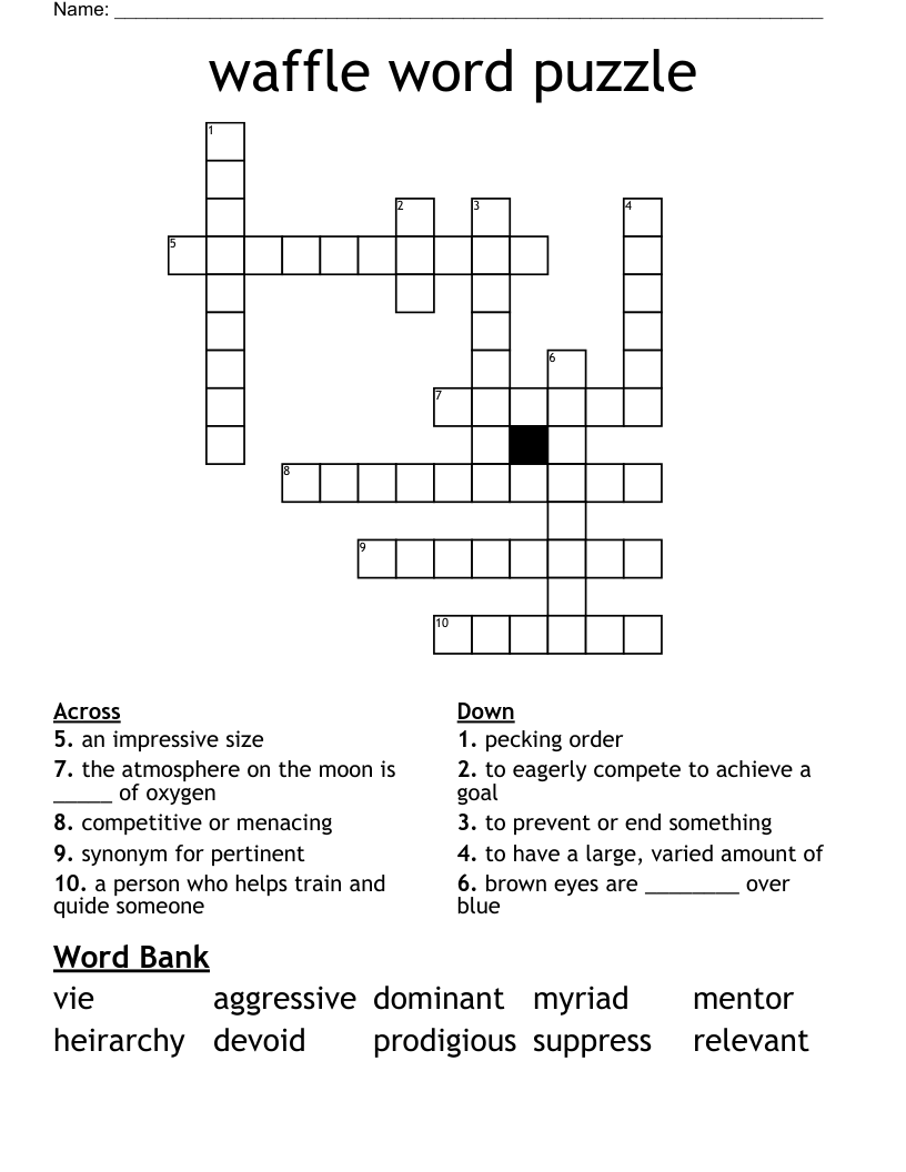 waffle word puzzle Crossword