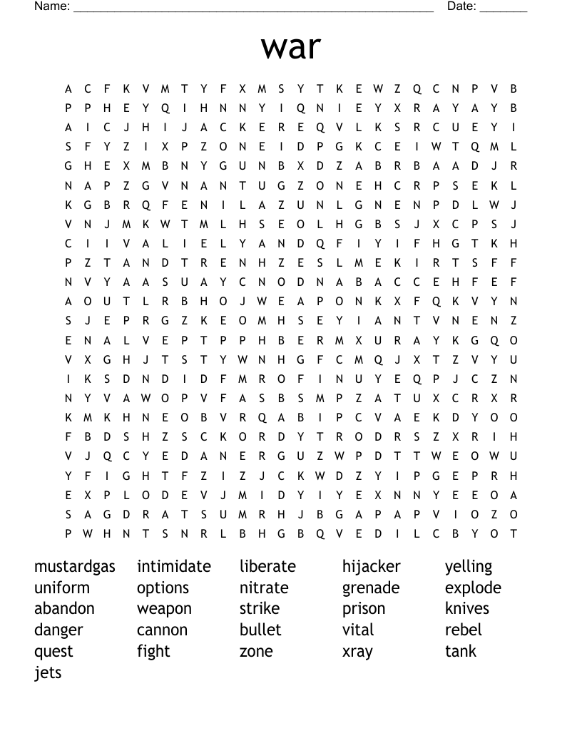 war Word Search