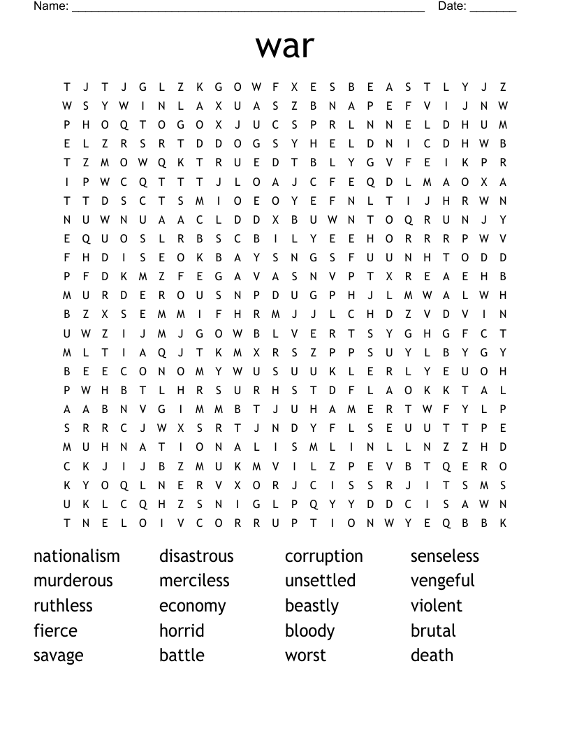 war Word Search