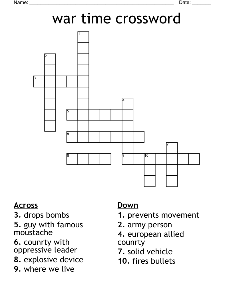 war time crossword