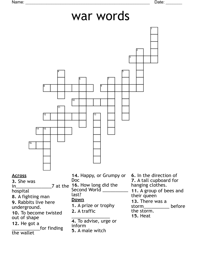 war words  Crossword