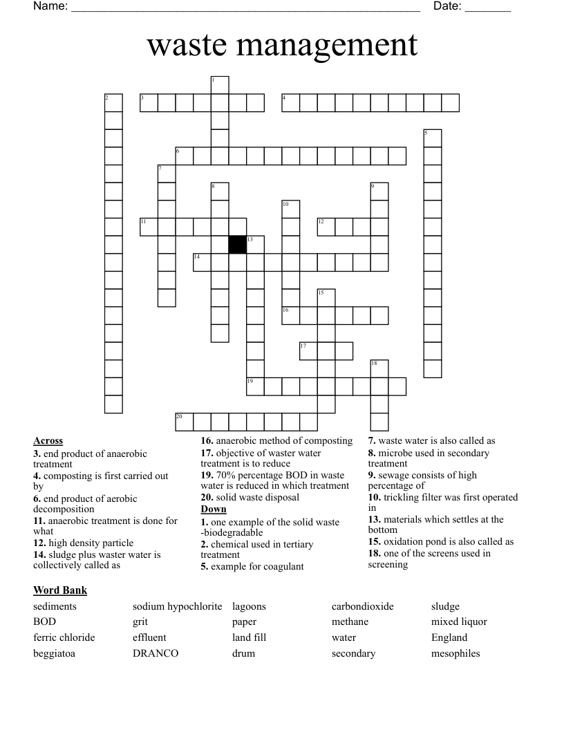 waste management Crossword