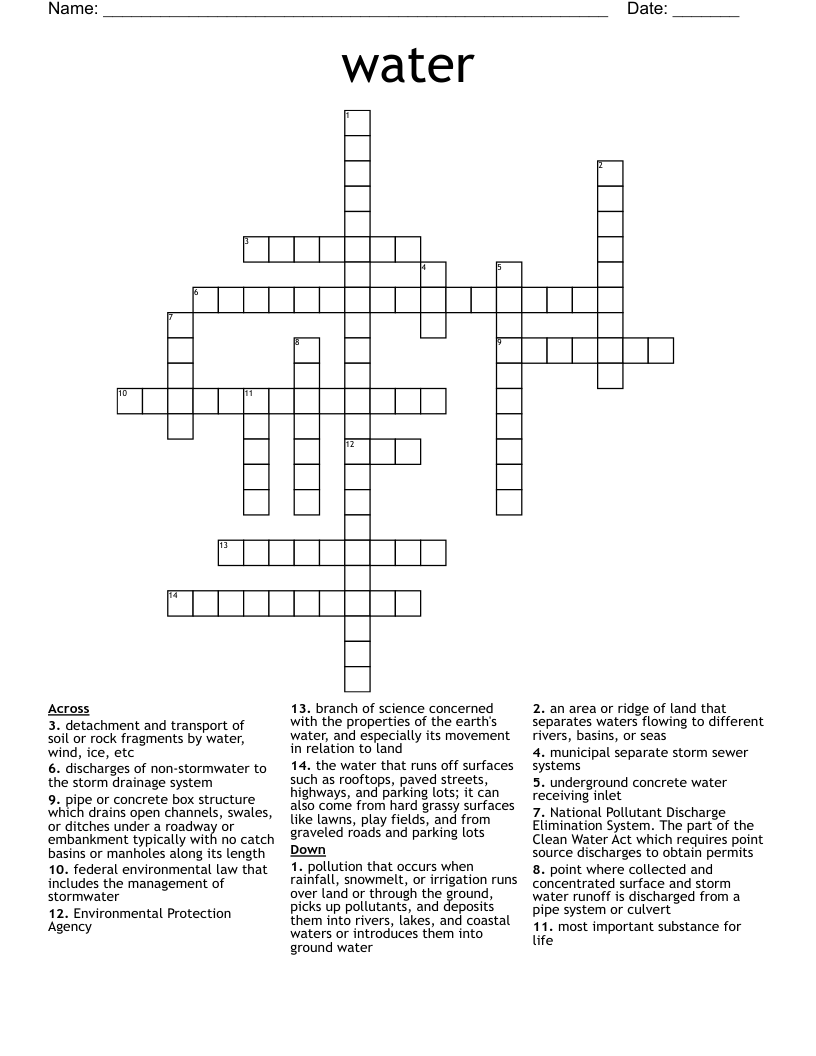 water Crossword
