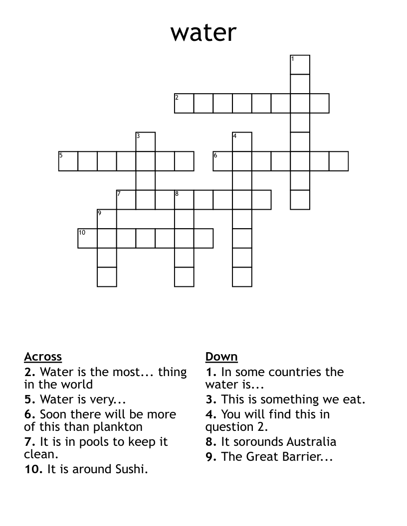 water Crossword
