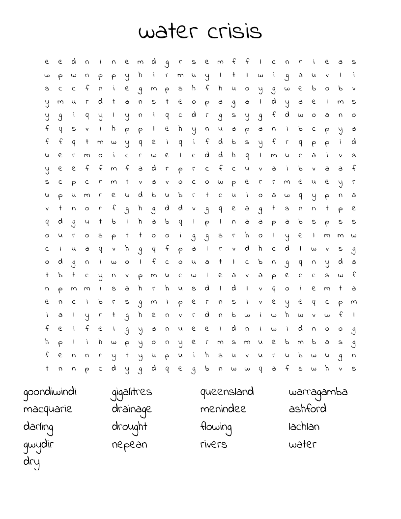 water crisis Word Search