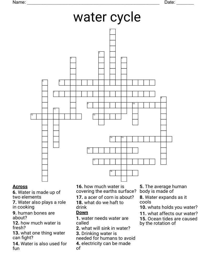 water cycle Crossword