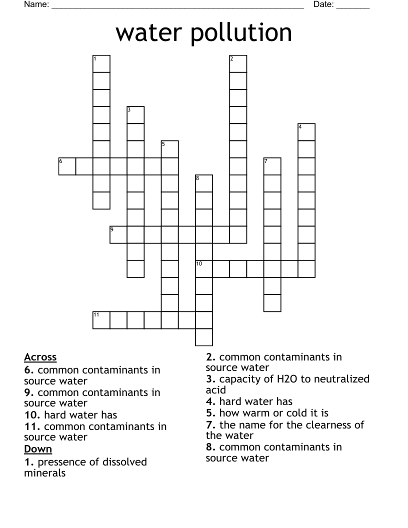 water pollution Crossword
