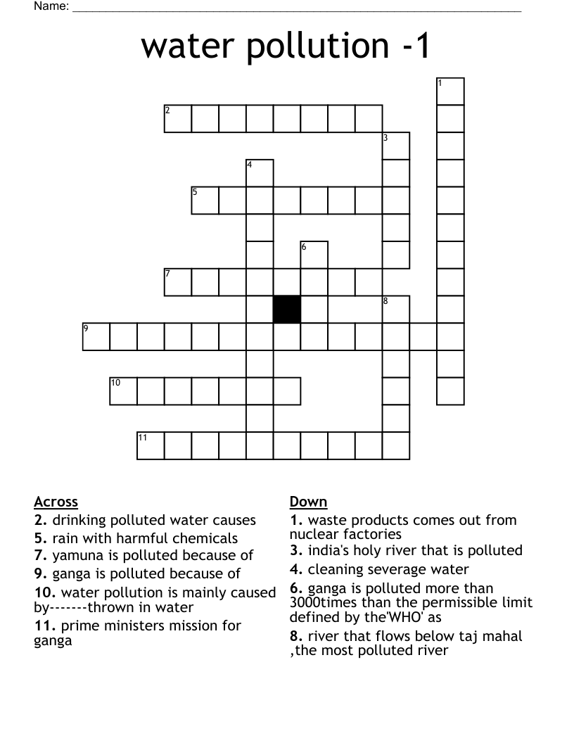water pollution -1 Crossword
