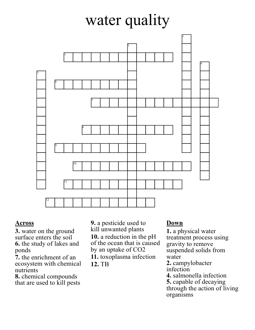 water quality Crossword