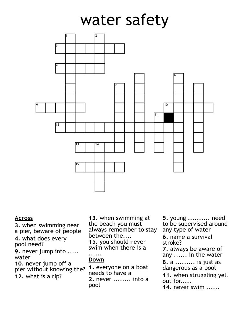 water safety  Crossword