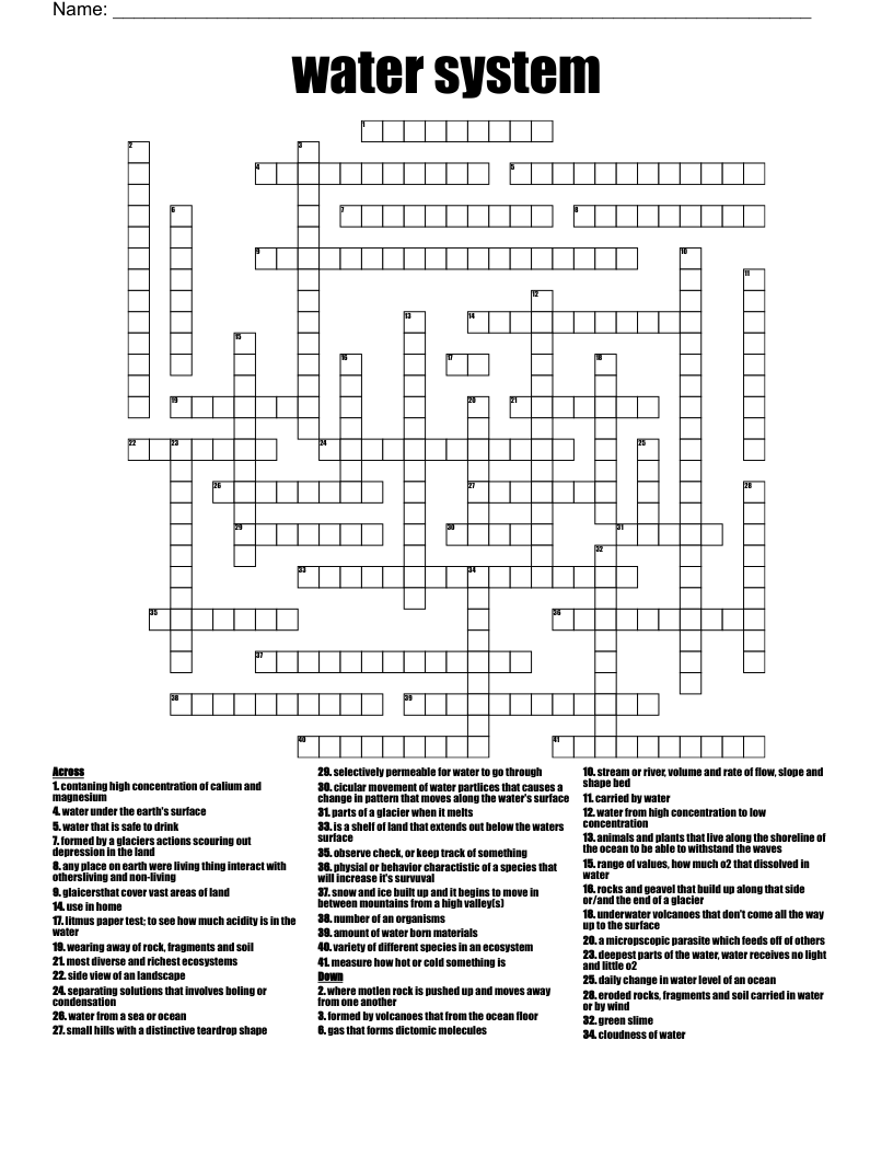 water system  Crossword