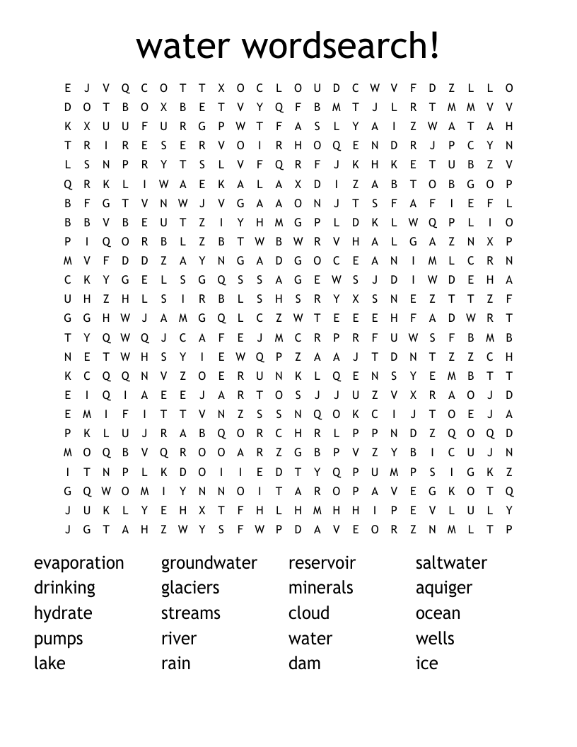 water wordsearch!