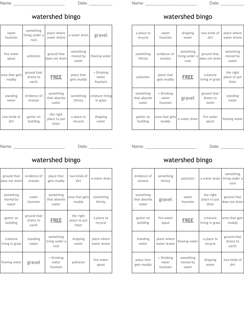 watershed bingo