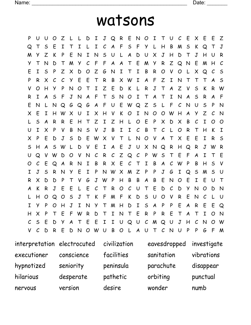 watsons Word Search