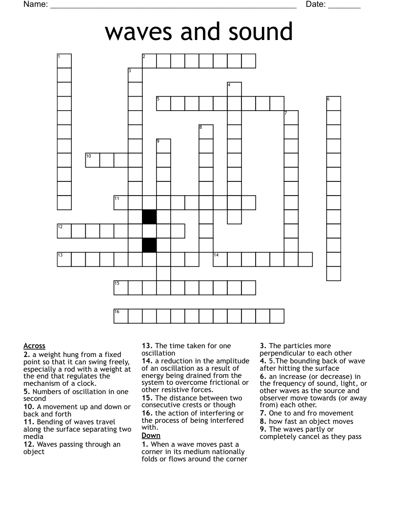 waves and sound Crossword