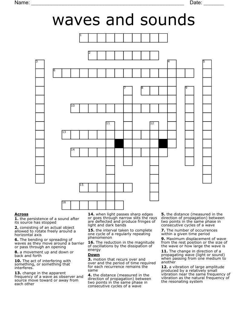 waves and sounds Crossword