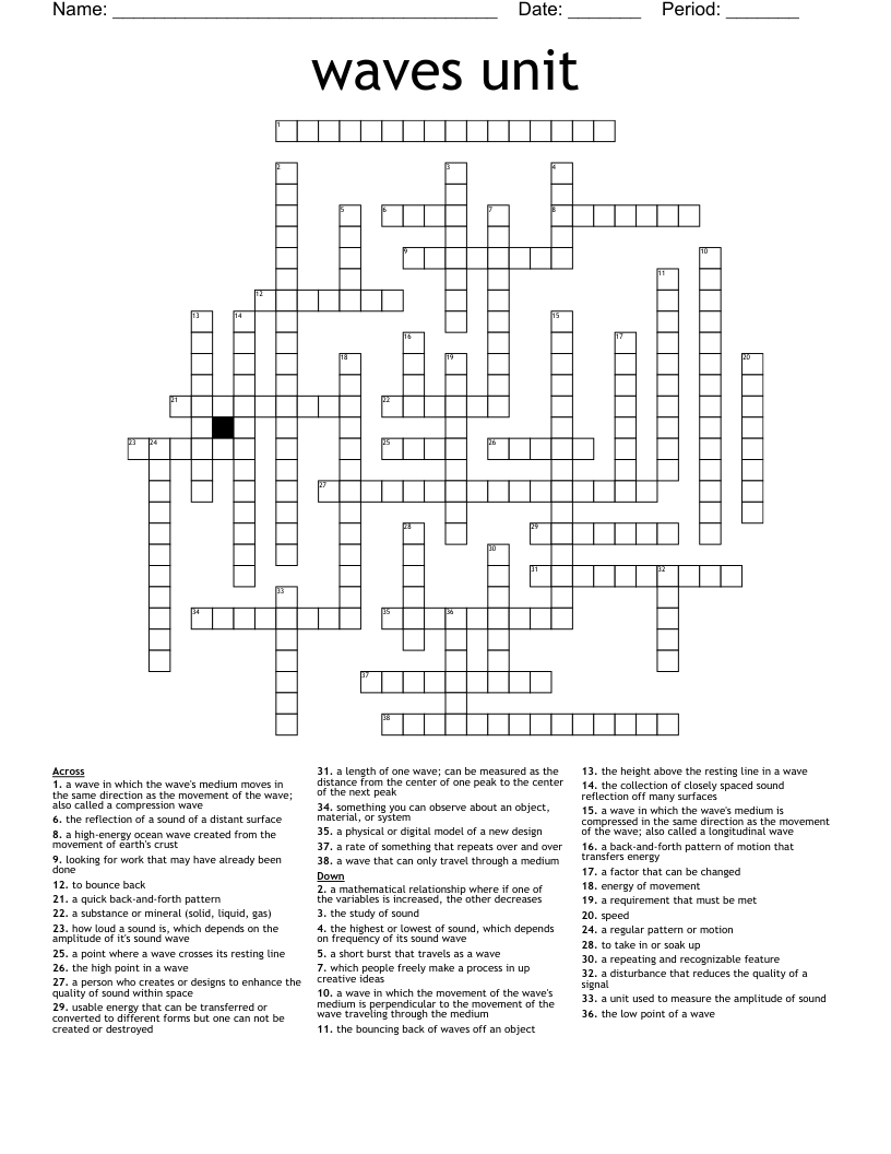 waves unit  Crossword