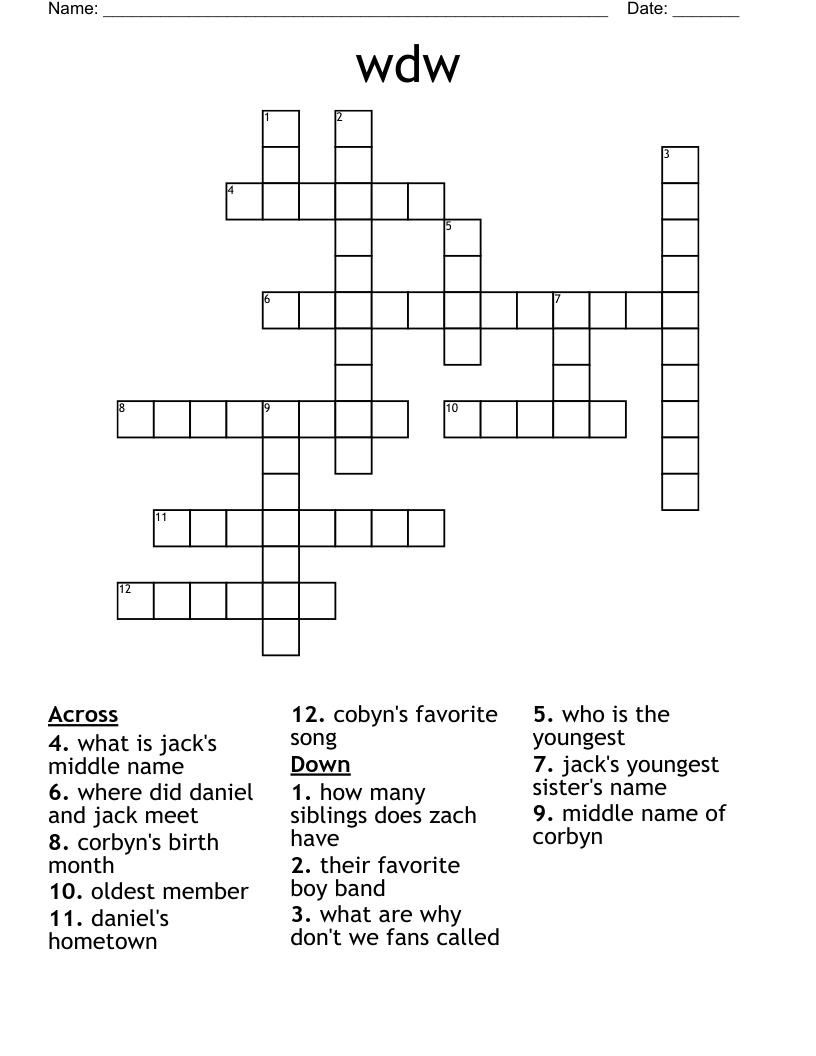 wdw Crossword