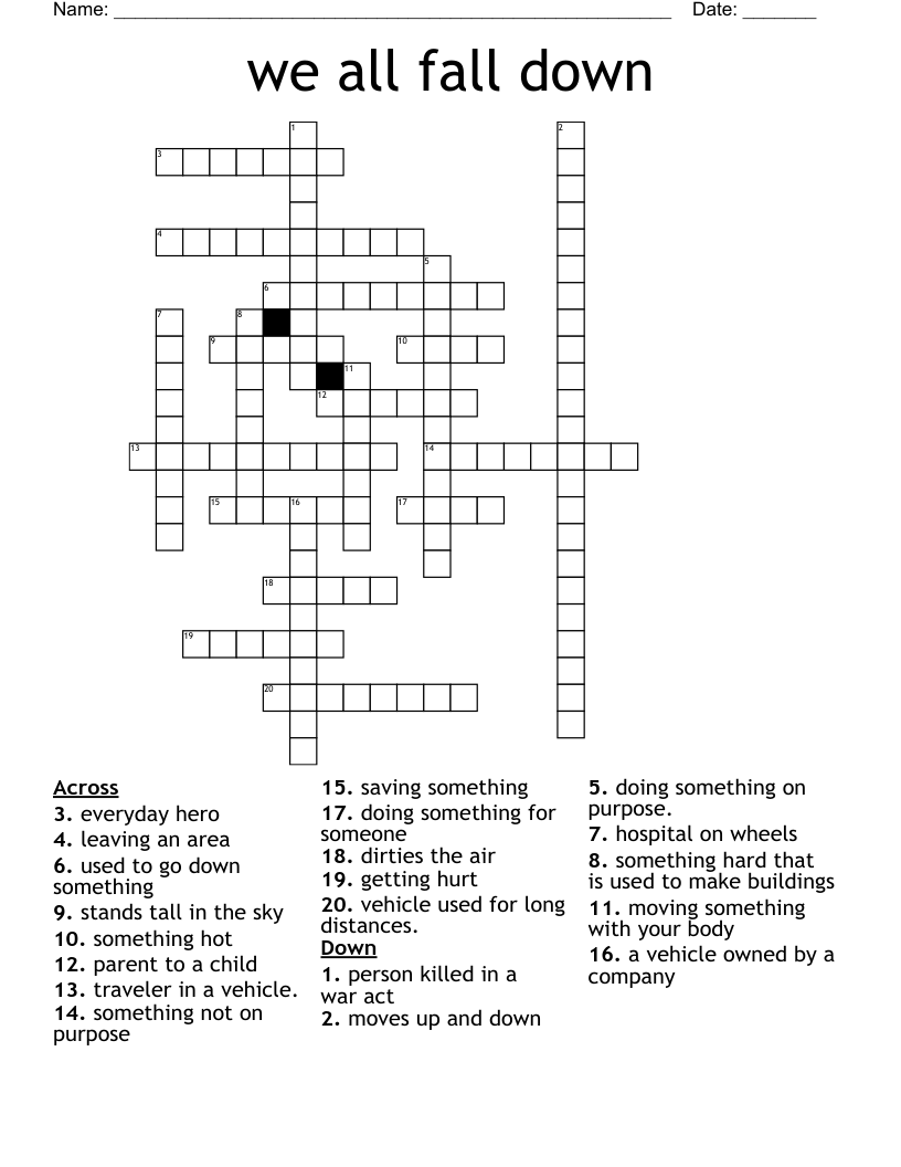 we all fall down Crossword