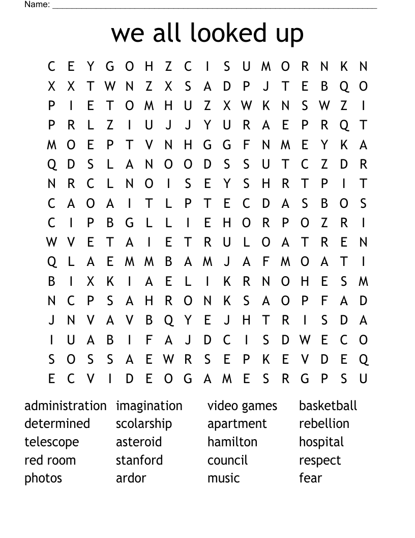 we all looked up Word Search